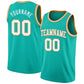 Custom Aqua White-Old Gold Authentic Basketball Jersey