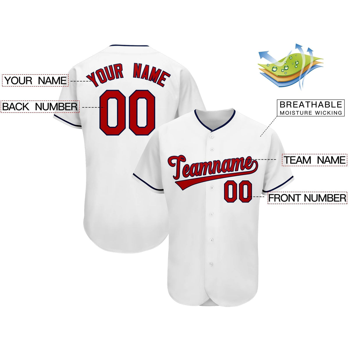 Custom White Team Classic Authentic Baseball Jersey Limited
