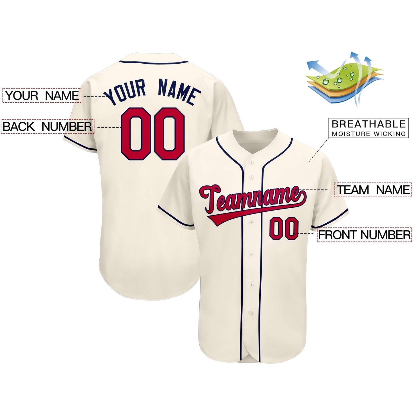 Custom Cream Team Classic Style Authentic Baseball Jersey Limited