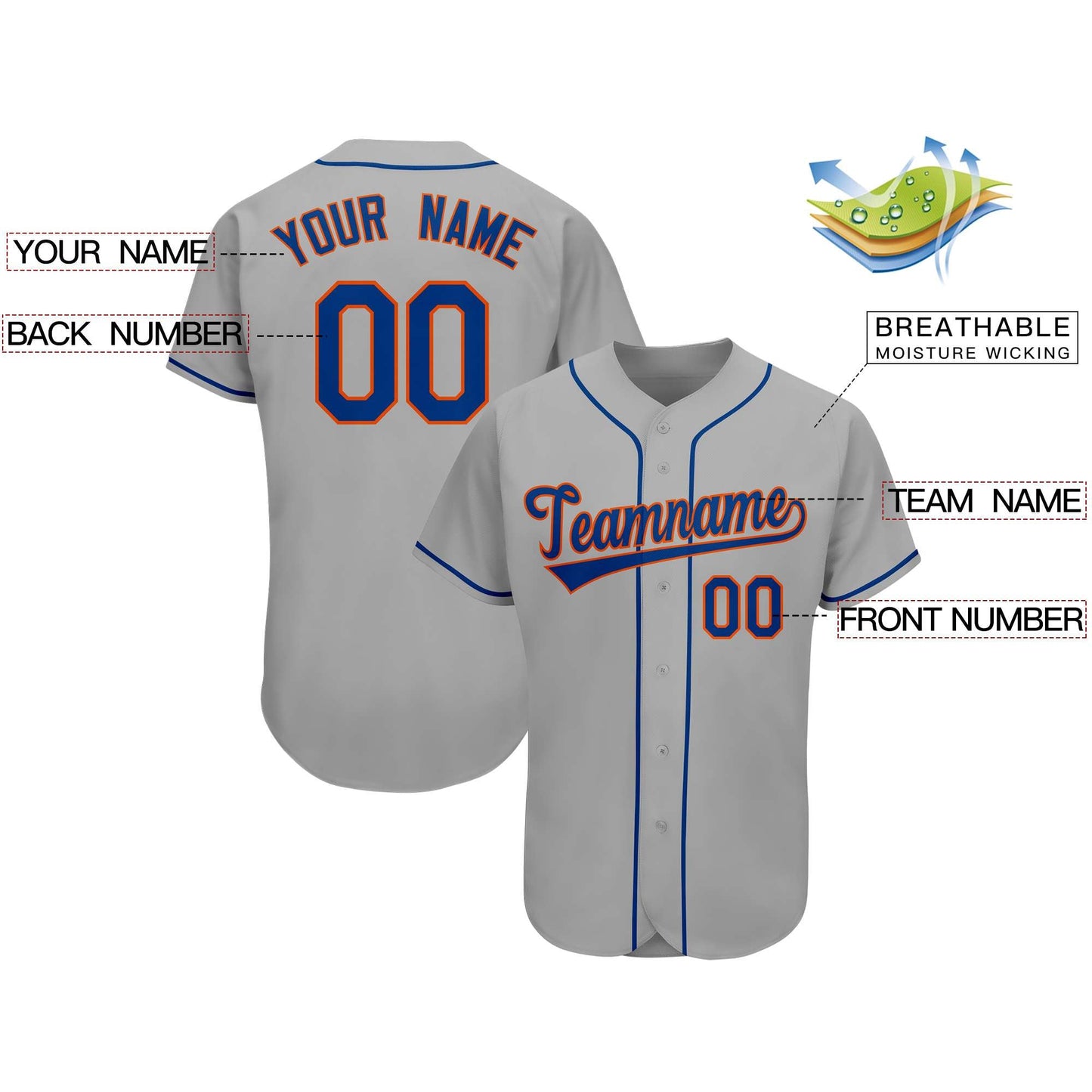 Custom Gray Team Classic Style Authentic Baseball Jersey Limited