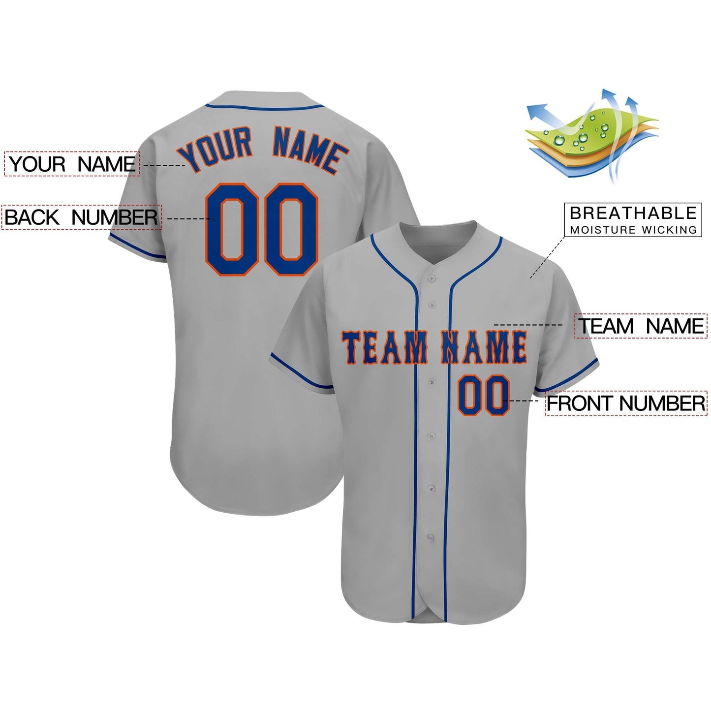 Custom Gray Team Classic Style Authentic Baseball Jersey Limited