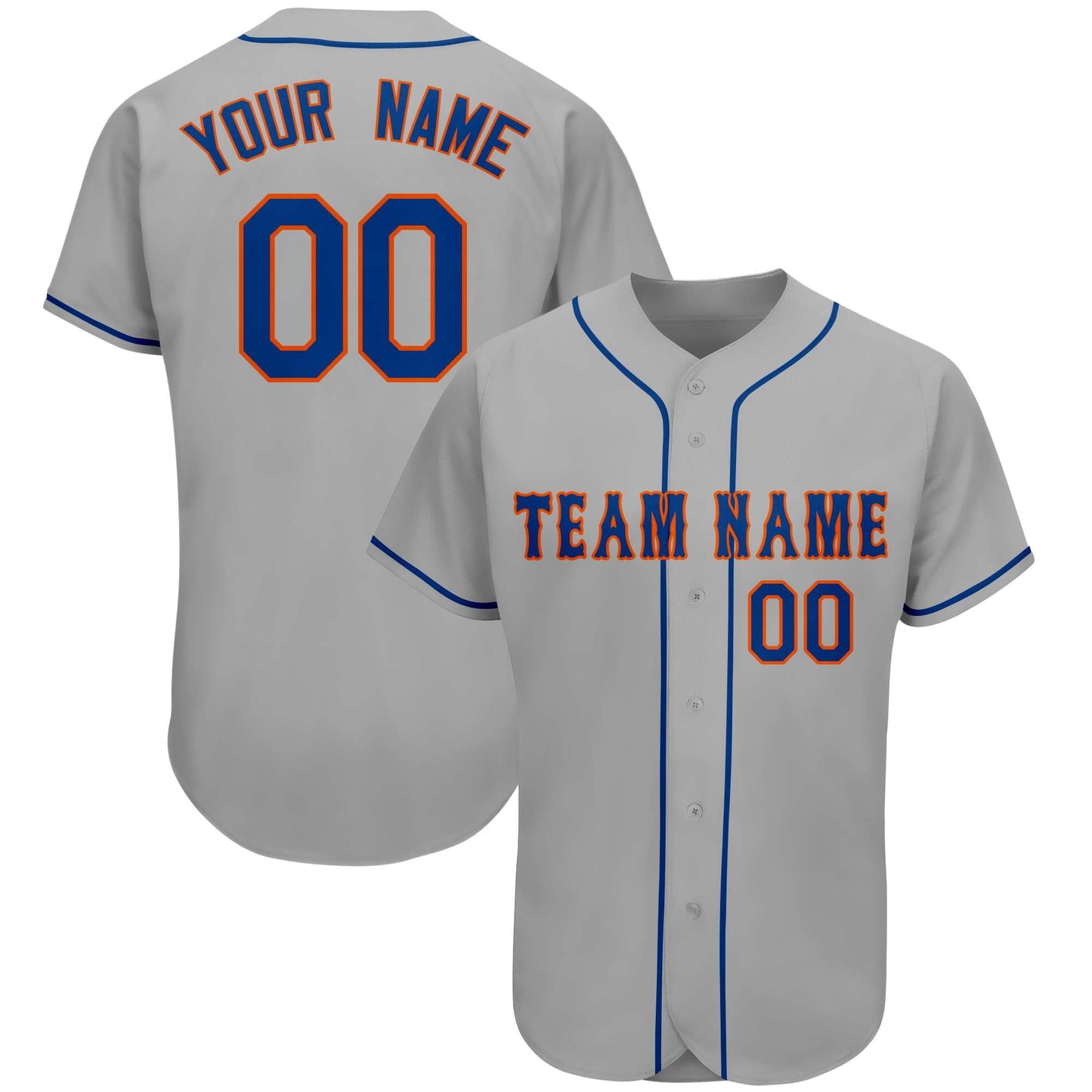 Custom Gray Team Classic Style Authentic Baseball Jersey