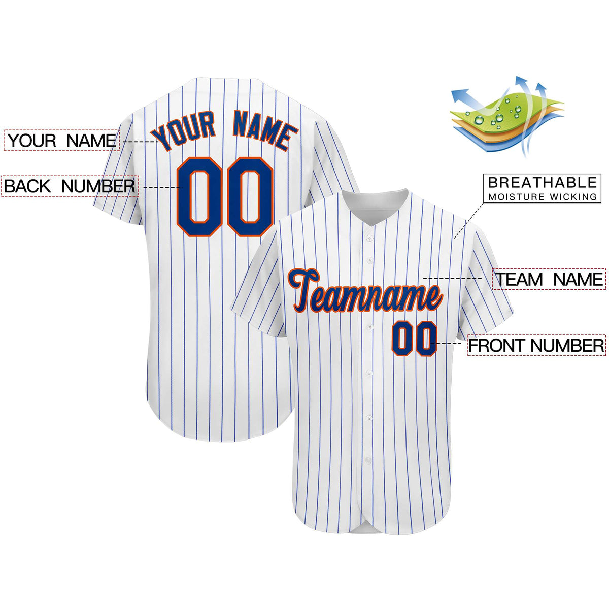 Custom Royal Team Classic Style Stripe Fashion Authentic Baseball Jersey Limited