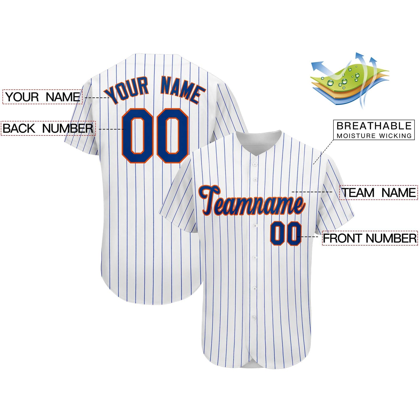 Custom Royal Team Classic Style Stripe Fashion Authentic Baseball Jersey Limited
