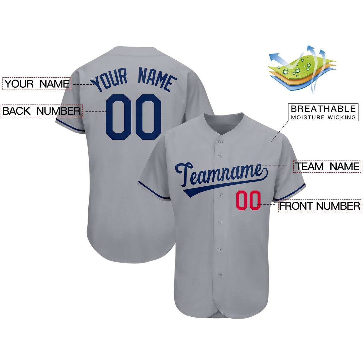 Custom Gray Team Classic Style Authentic Baseball Jersey Limited