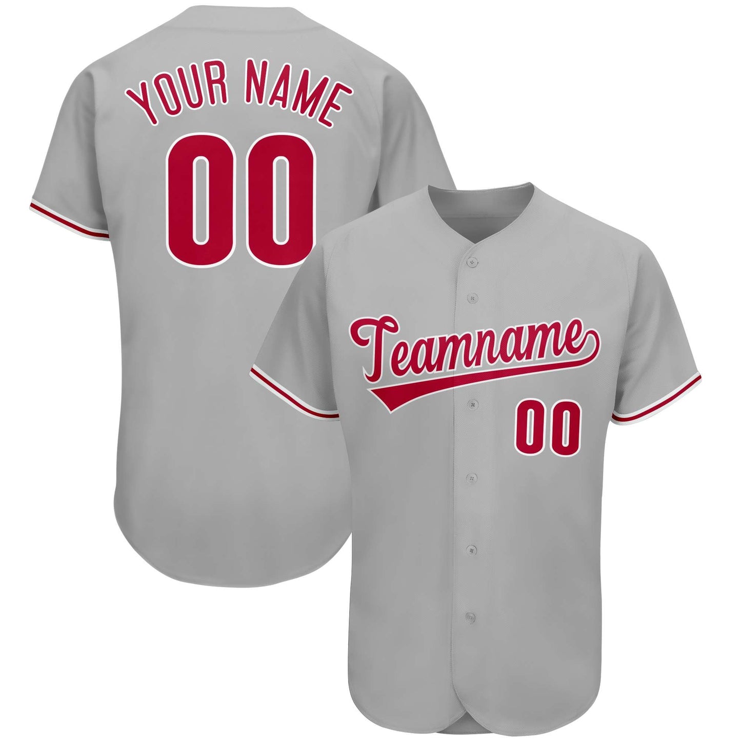 Custom Gray Team Classic Style Authentic Baseball Jersey