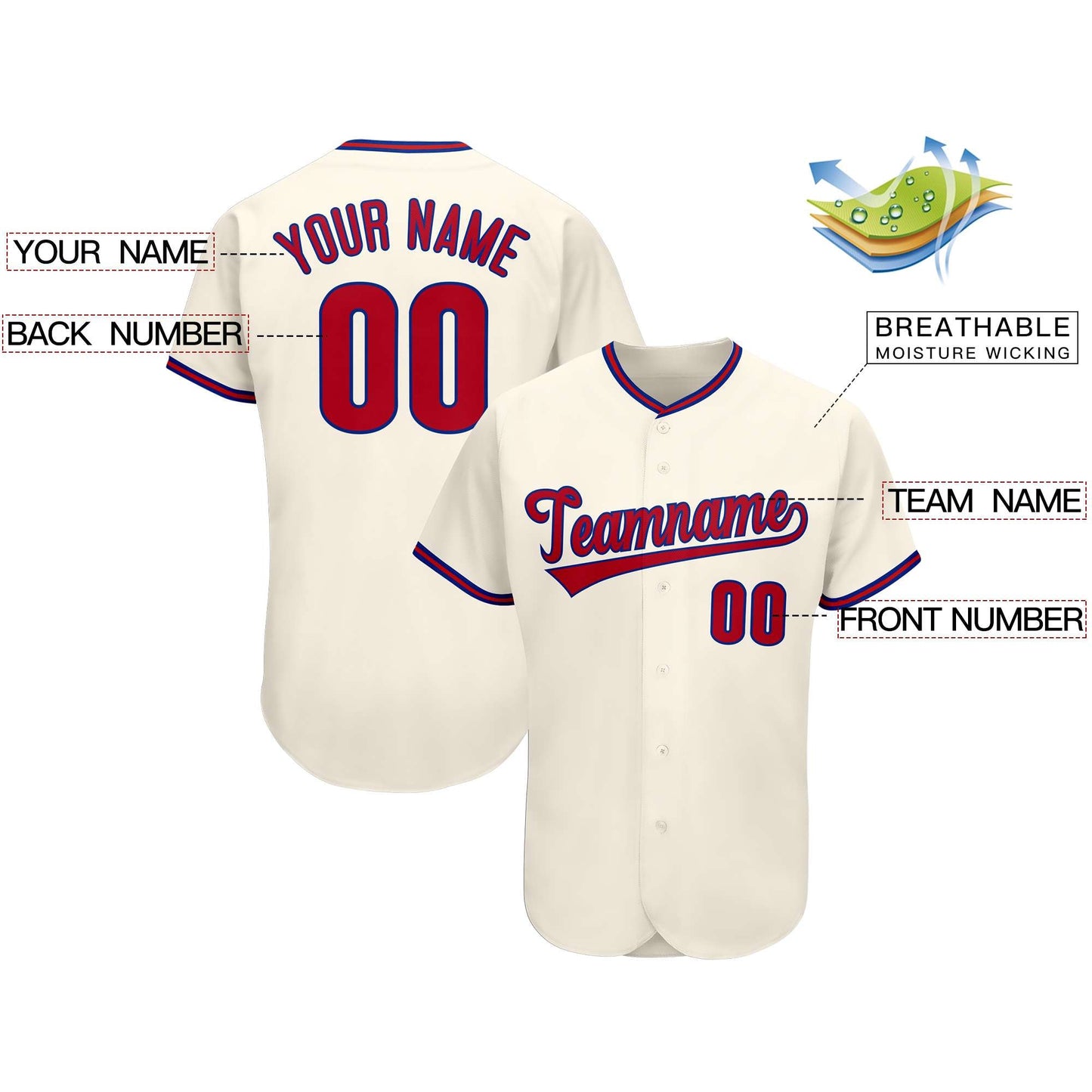 Custom Cream Team Classic Style Authentic Baseball Jersey Limited
