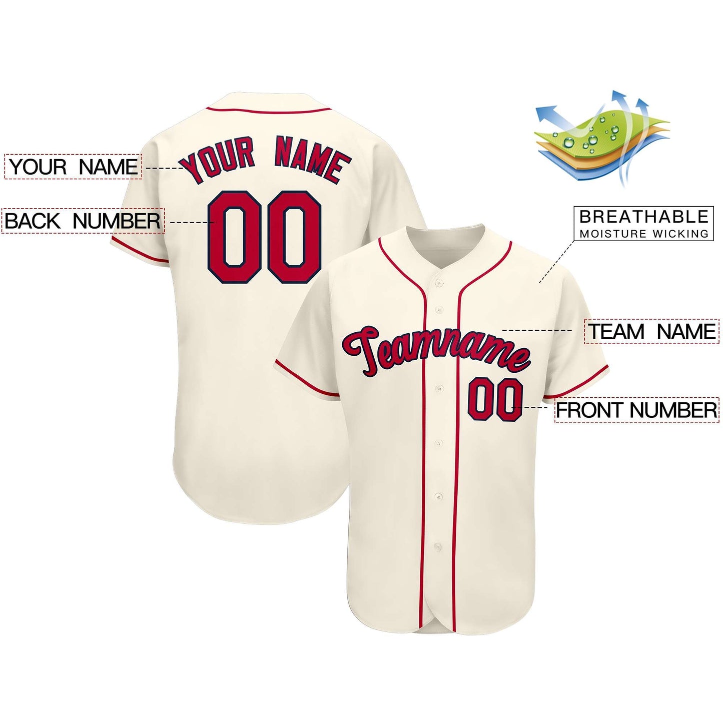 Custom Cream Team Classic Style Authentic Baseball Jersey Limited