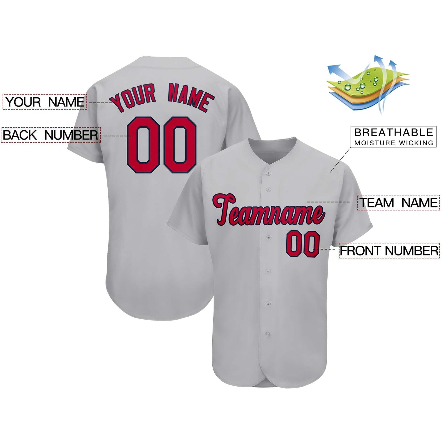 Custom Gray Team Classic Style Authentic Baseball Jersey Limited