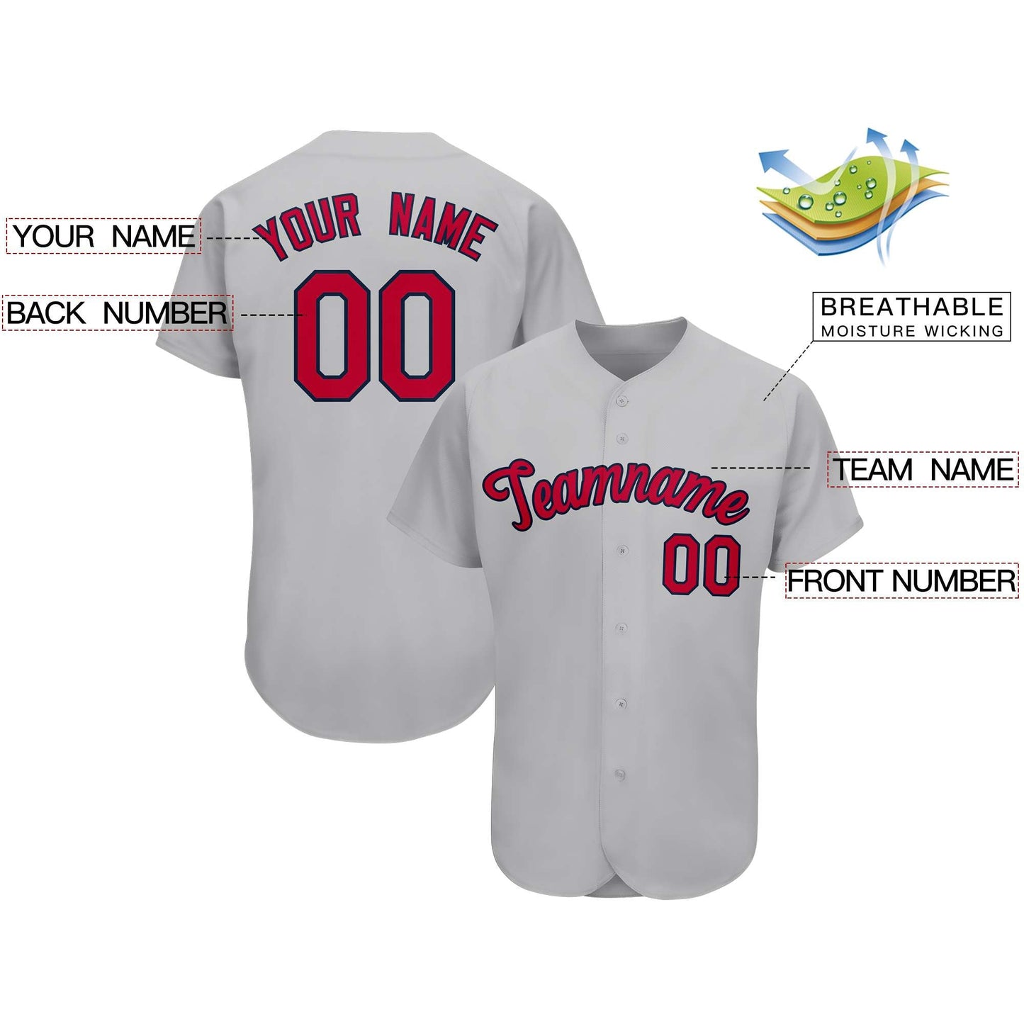 Custom Gray Team Classic Style Authentic Baseball Jersey Limited