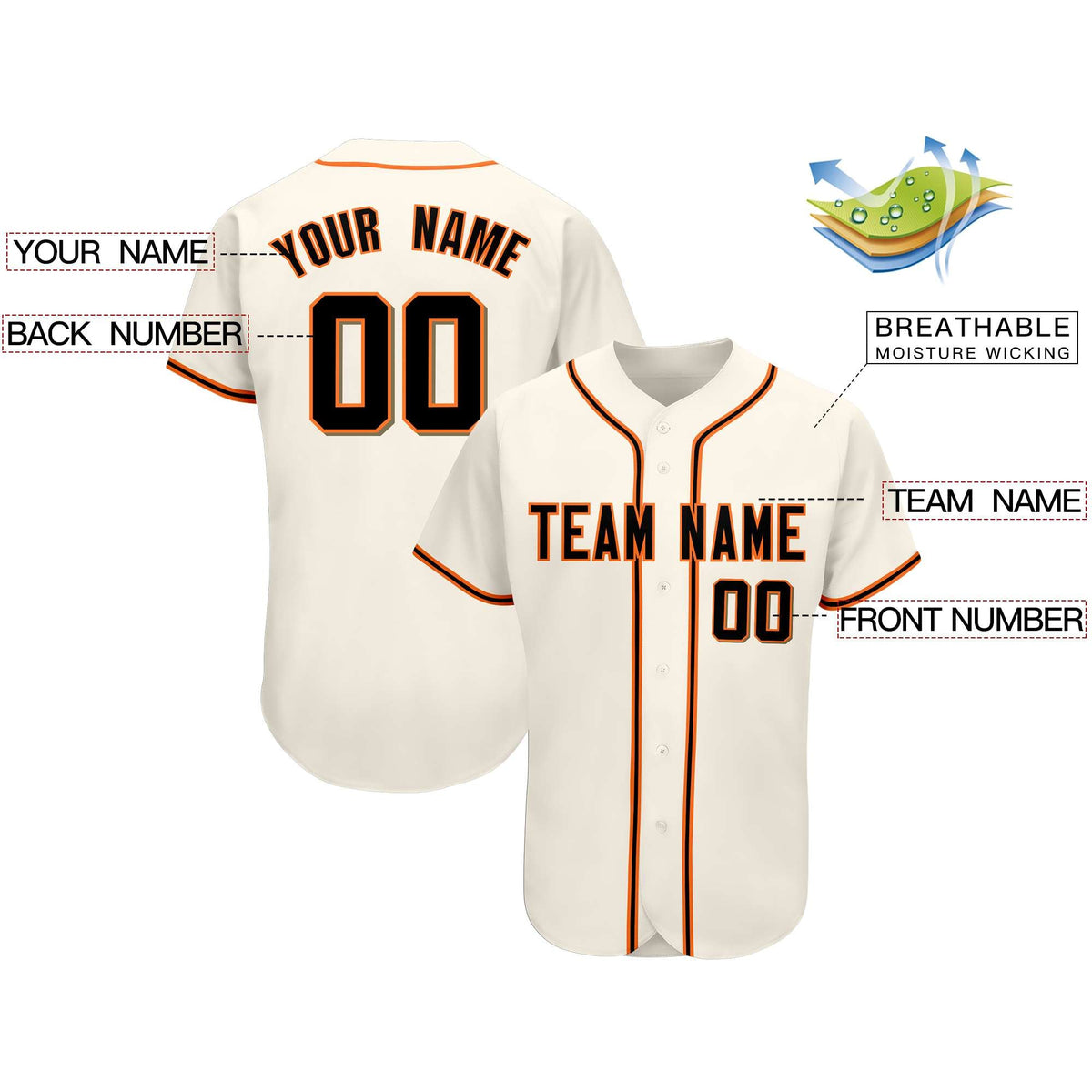 Custom Cream Team Classic Style Authentic Baseball Jersey Limited