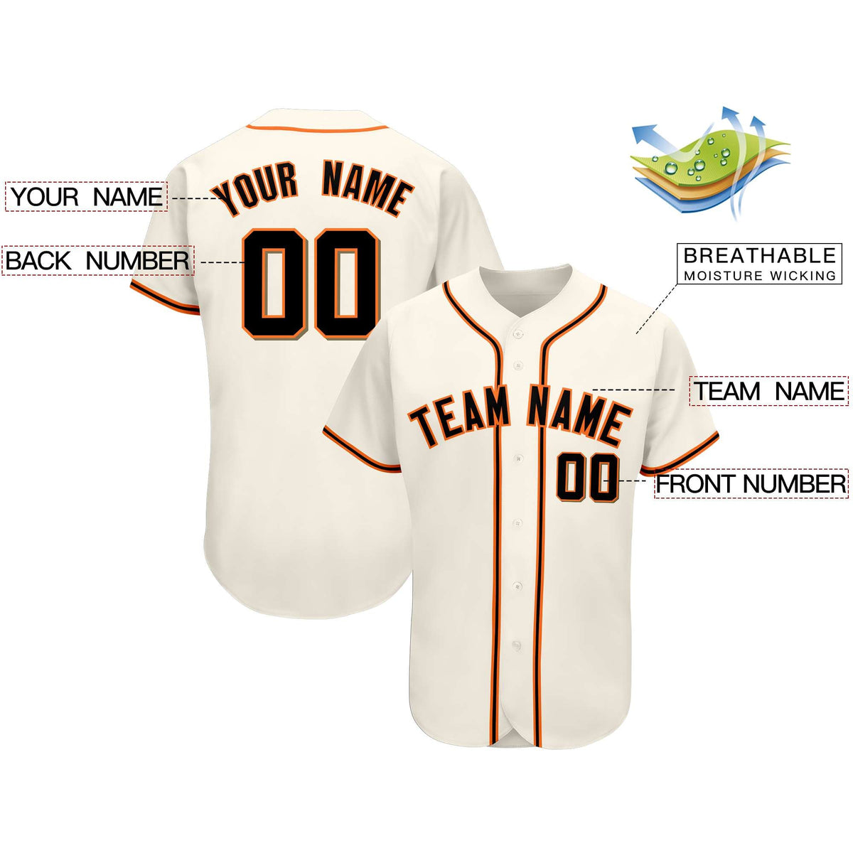 Custom Cream Team Classic Style Authentic Baseball Jersey Limited