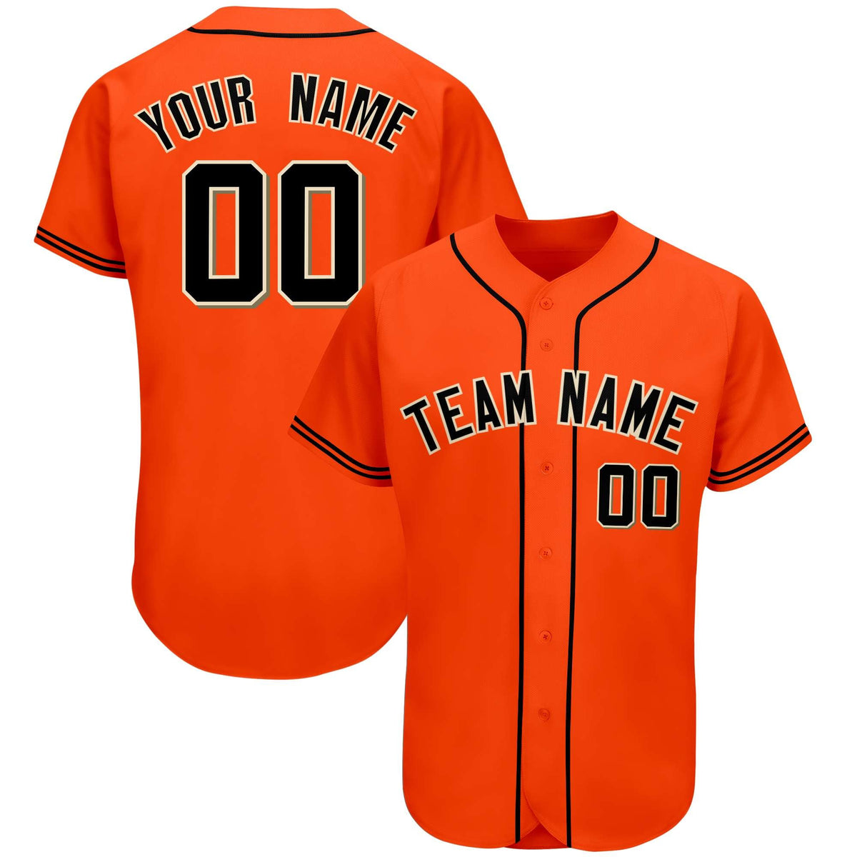 Custom Orange Team Classic Style Authentic Baseball Jersey