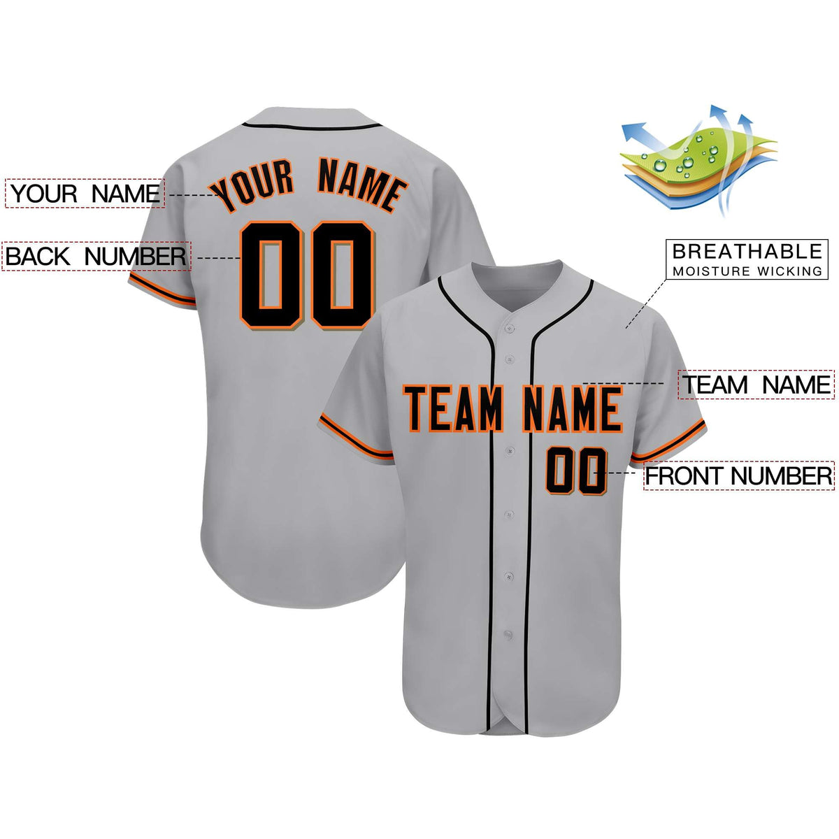 Custom Gray Team Classic Style Authentic Baseball Jersey Limited