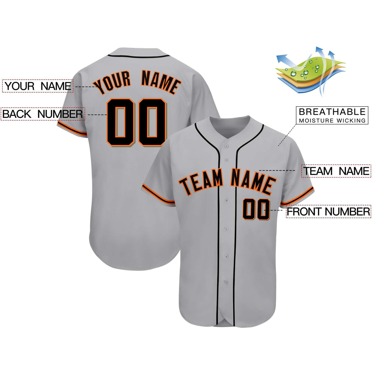 Custom Gray Team Classic Style Authentic Baseball Jersey Limited