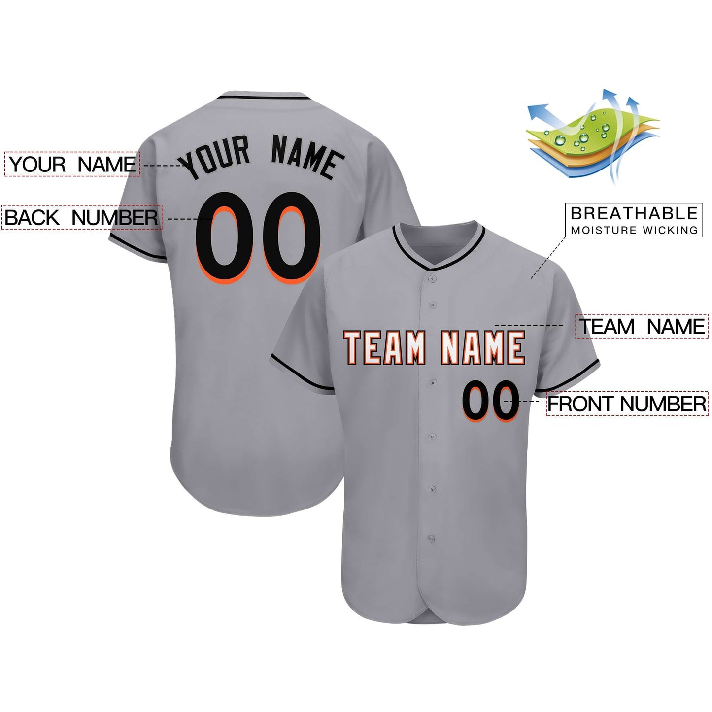 Custom Gray Team Classic Style Authentic Baseball Jersey Limited