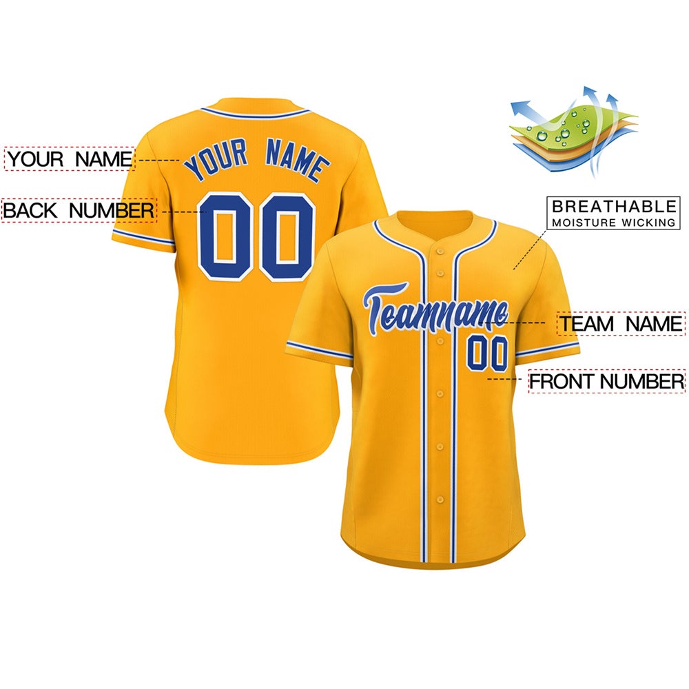 Custom Yellow White-Royal Classic Style Fashion Authentic Baseball Jersey Limited