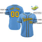 Custom Light Blue Gold-Navy Classic Style Authentic Baseball Jersey Limited