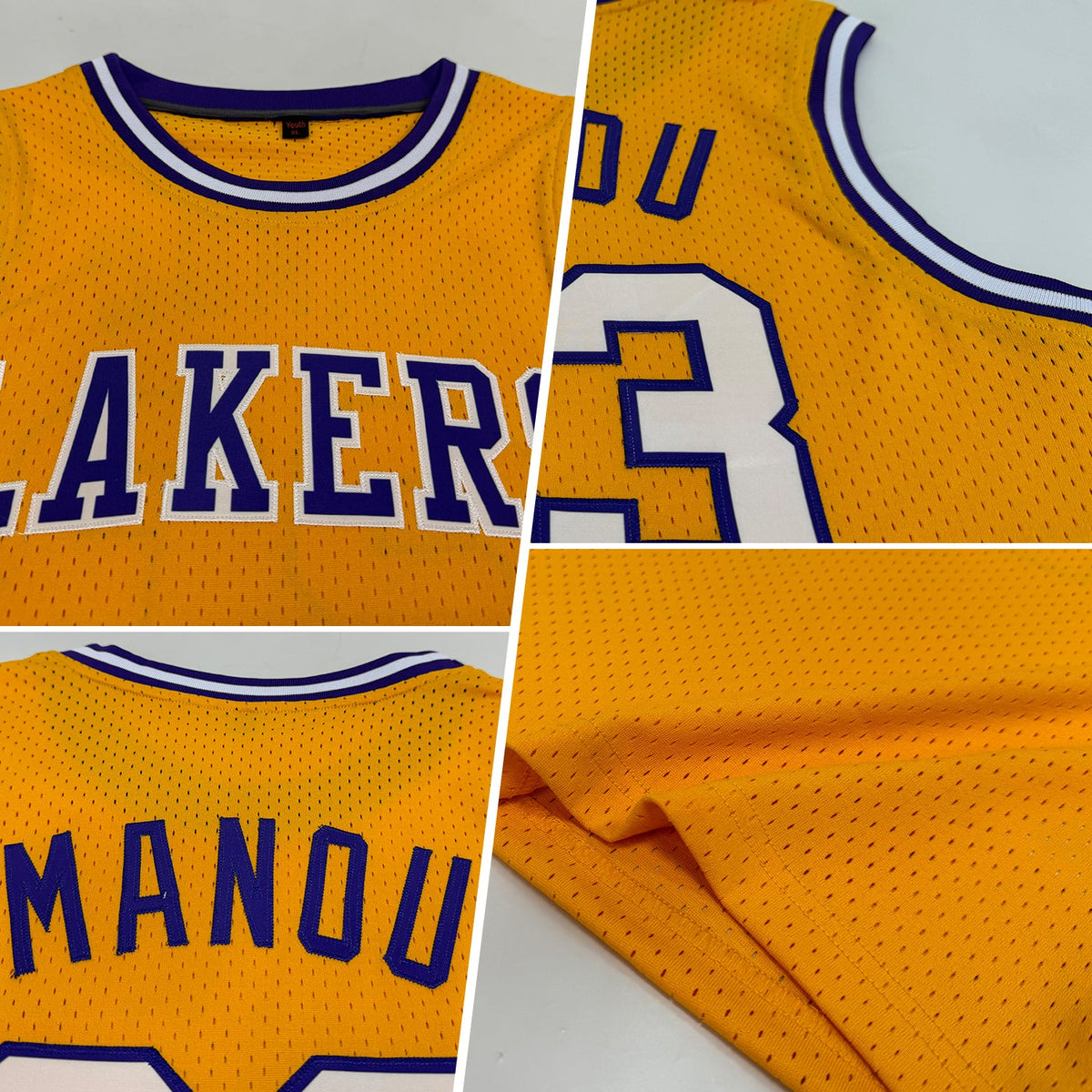 Custom Gold White-Purple Authentic Throwback Basketball Jersey Limited