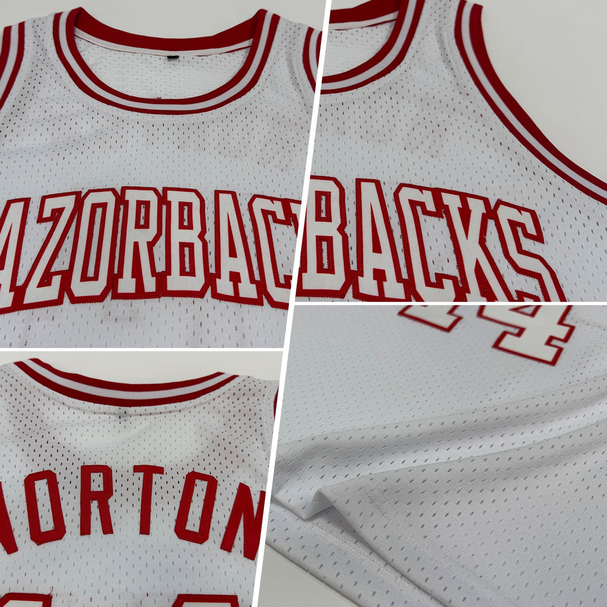 Custom White White-Red Authentic Throwback Basketball Jersey Limited