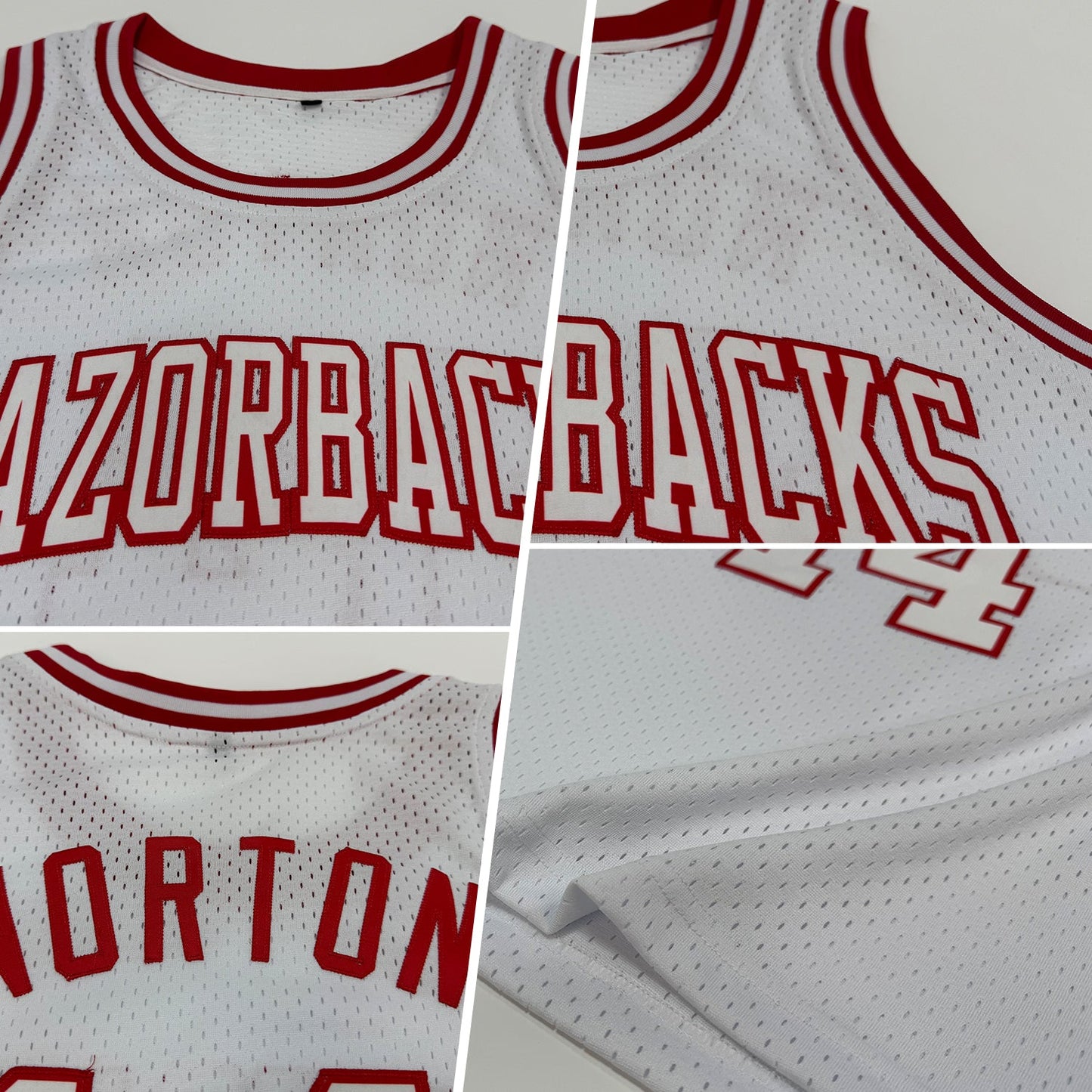 Custom White White-Red Authentic Throwback Basketball Jersey Limited