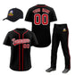 Custom Black Red Classic Style  Baseball Uniform Jersey/Pants/Hat Package For Team