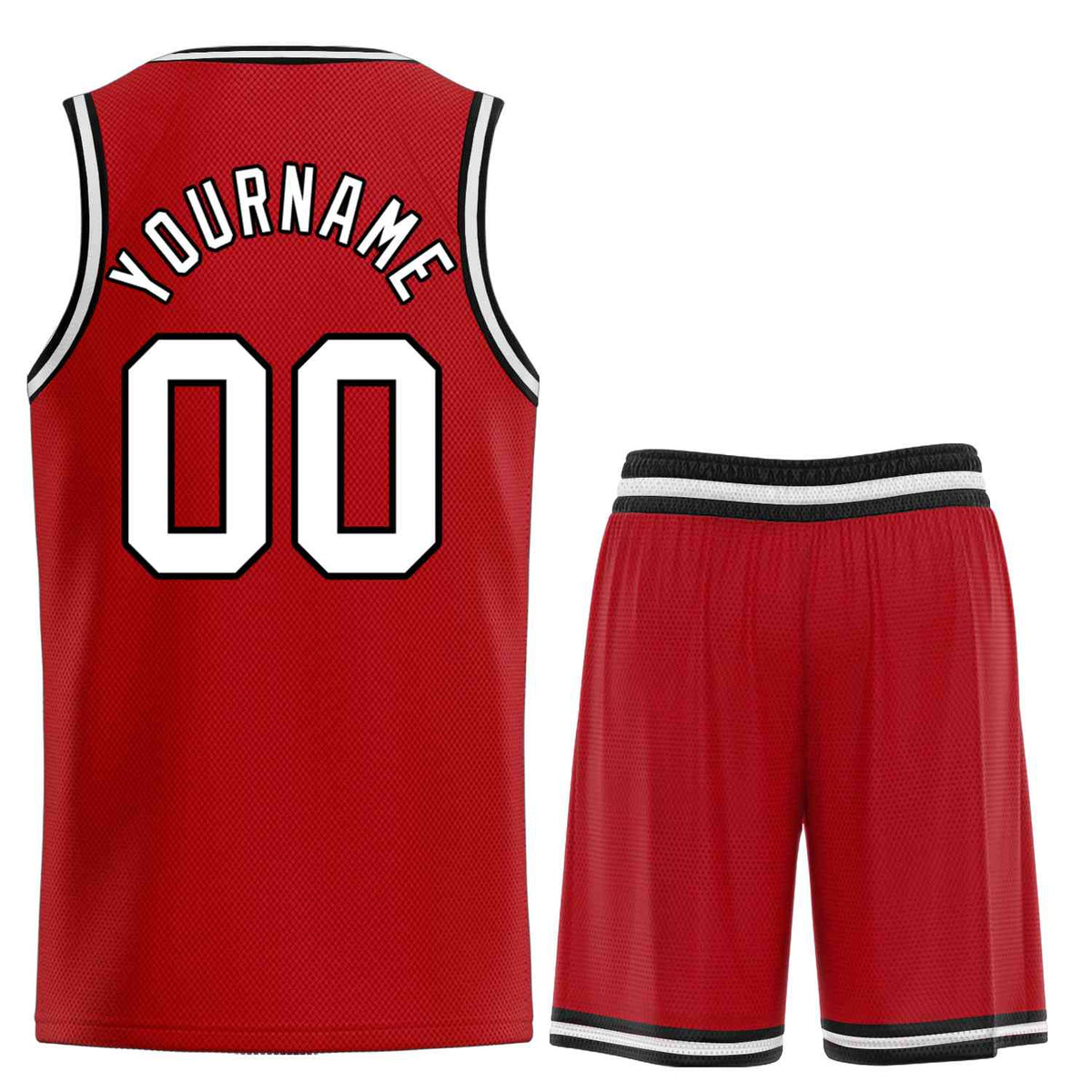 Custom Red White-Black Classic Sets Curved Basketball Jersey Limited