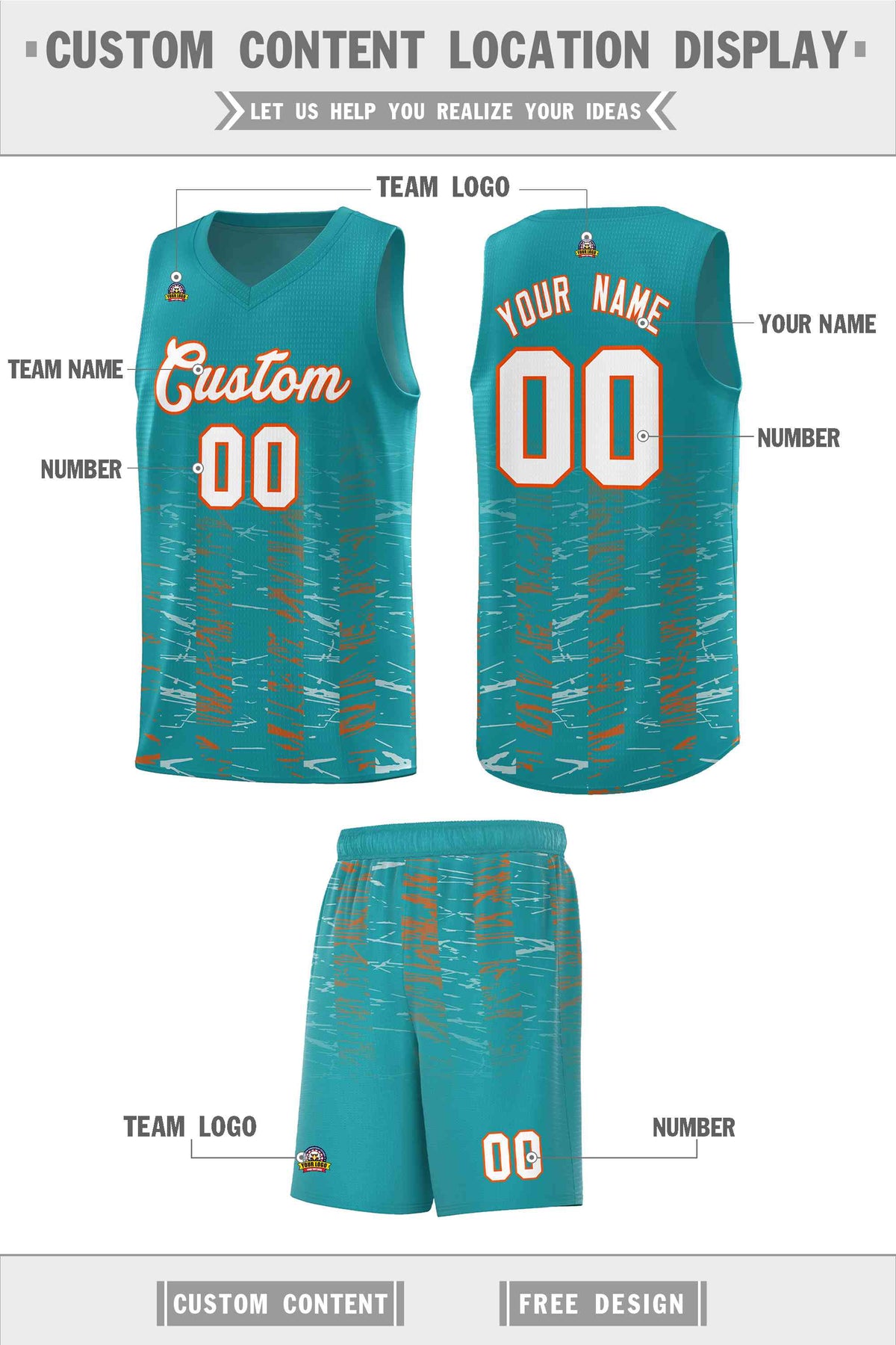 Custom Aqua White Personalized Scratches Pattern Sports Uniform Basketball Jersey Limited