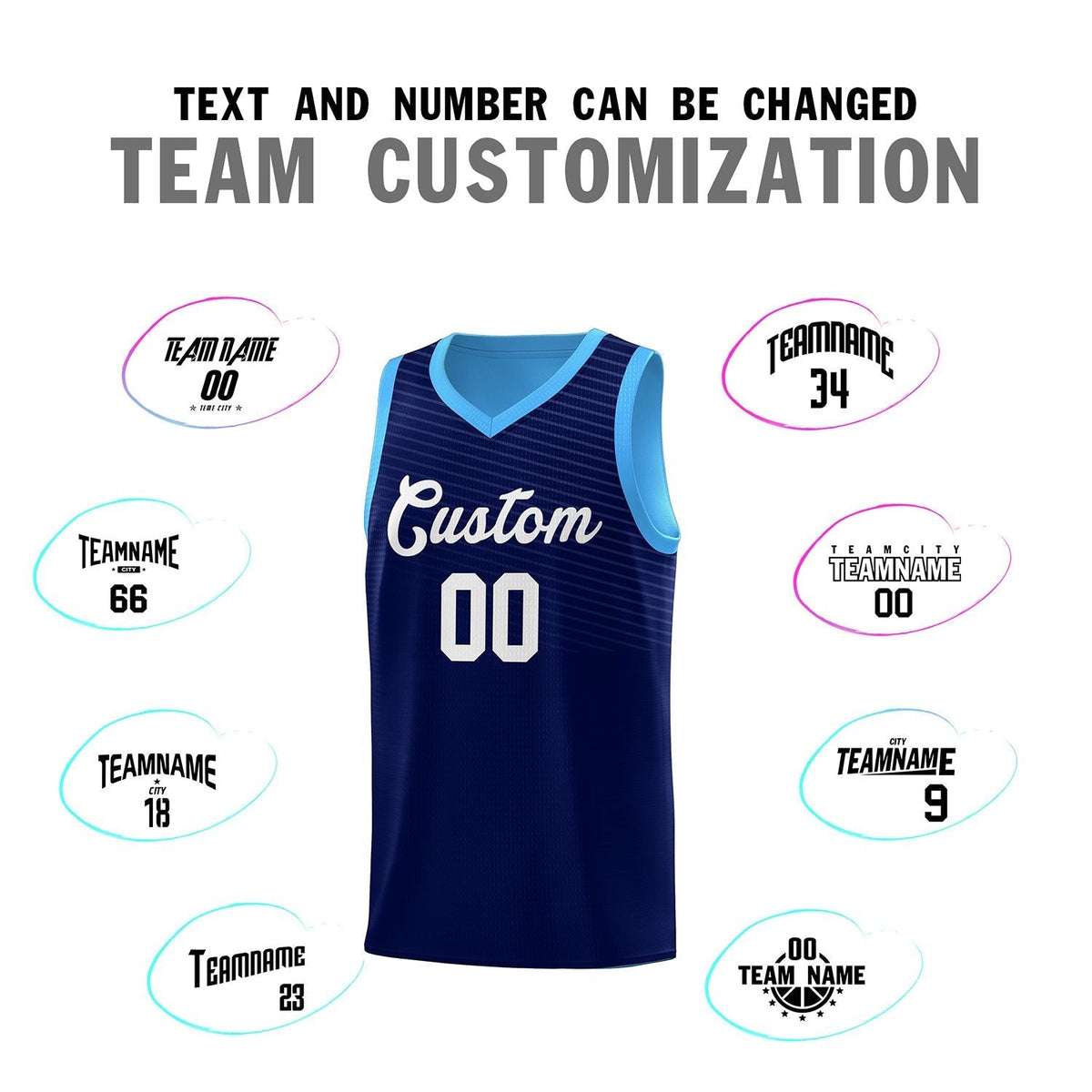 Custom Blue White Chest Slash Patttern Sports Uniform Basketball Jersey Limited