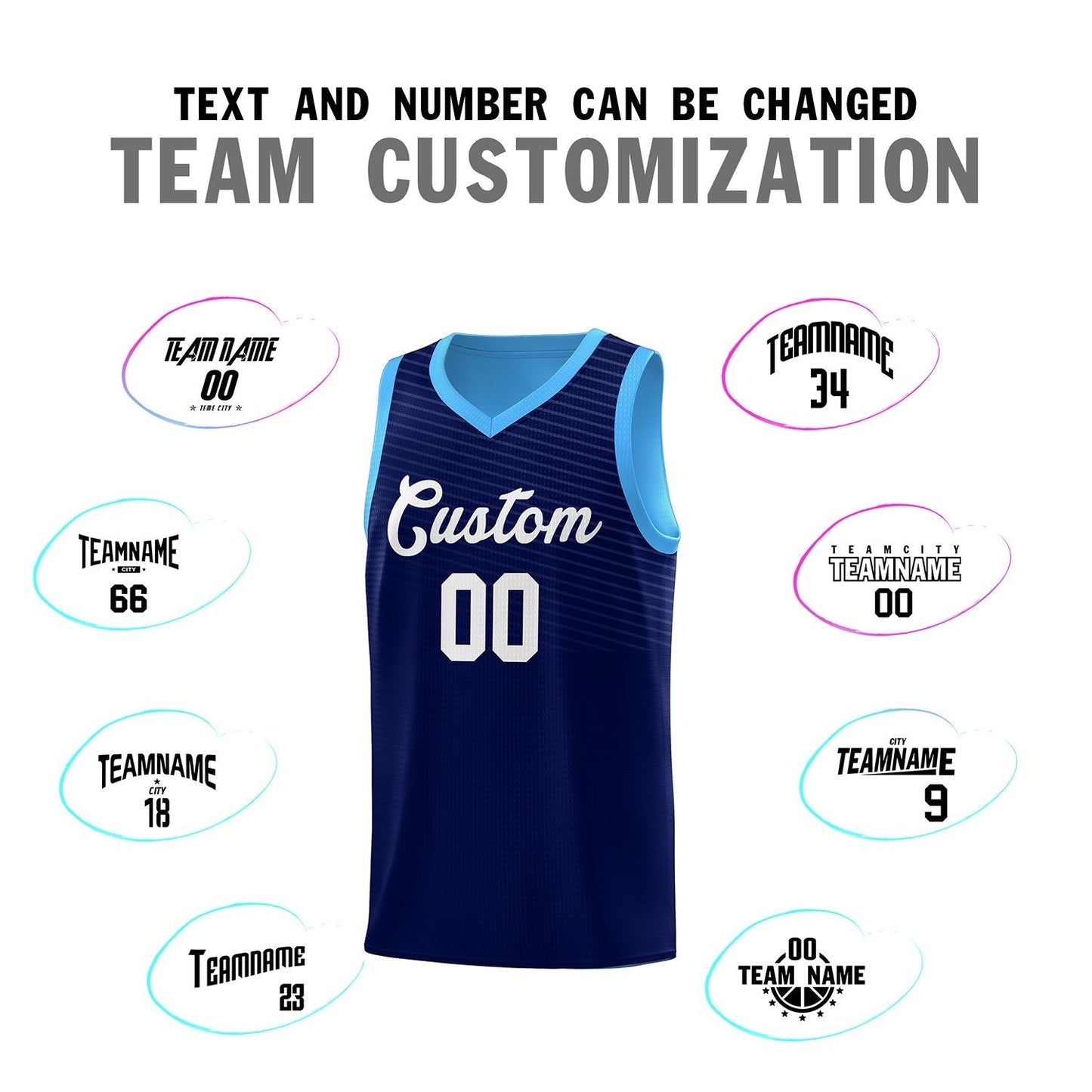 Custom Blue White Chest Slash Patttern Sports Uniform Basketball Jersey Limited