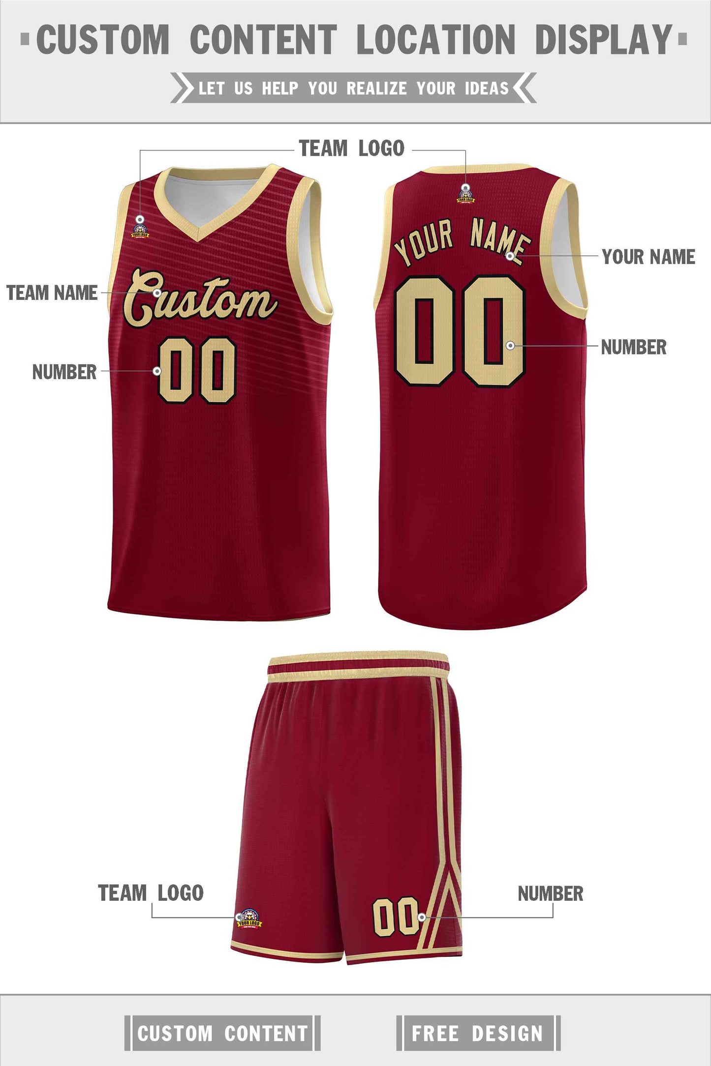 Custom Crimson Khaki Chest Slash Patttern Sports Uniform Basketball Jersey Limited