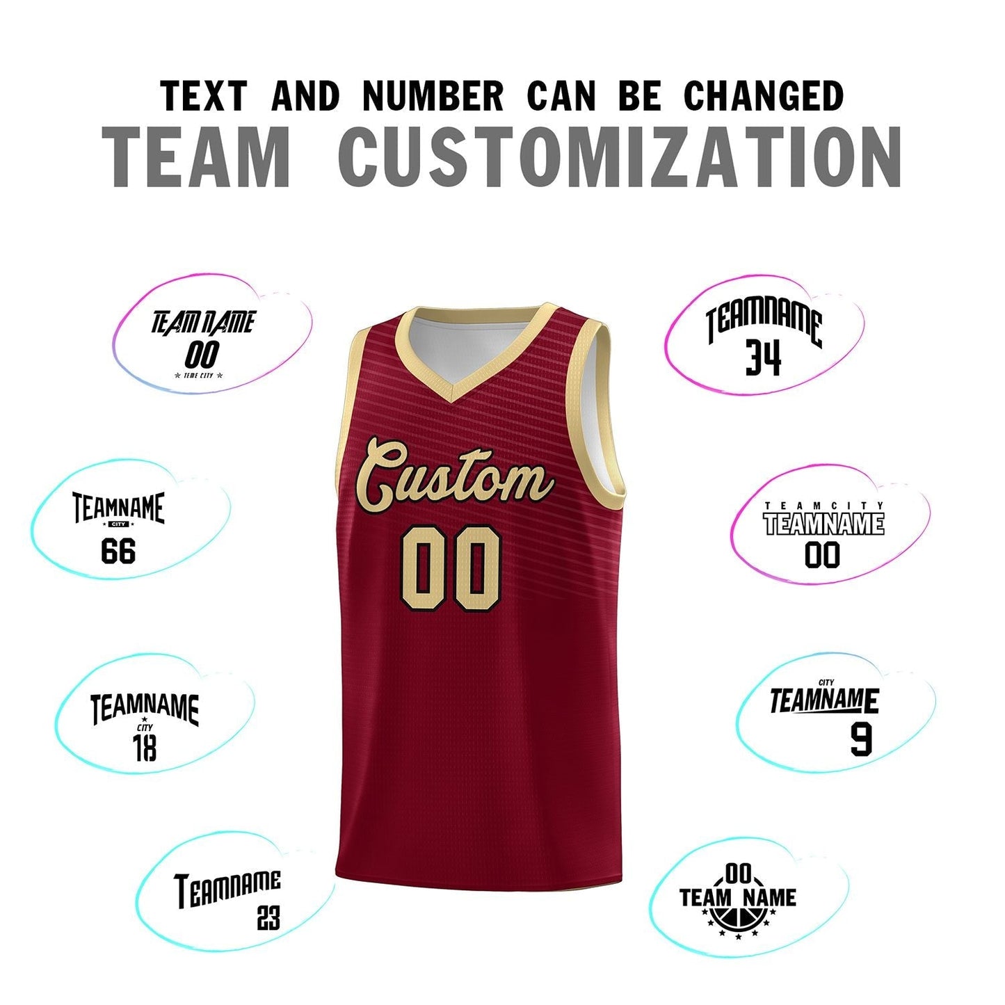 Custom Crimson Khaki Chest Slash Patttern Sports Uniform Basketball Jersey Limited