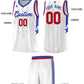 Custom White Royal and Red Gradient Star Graffiti Pattern Sports Uniform Basketball Jersey Limited
