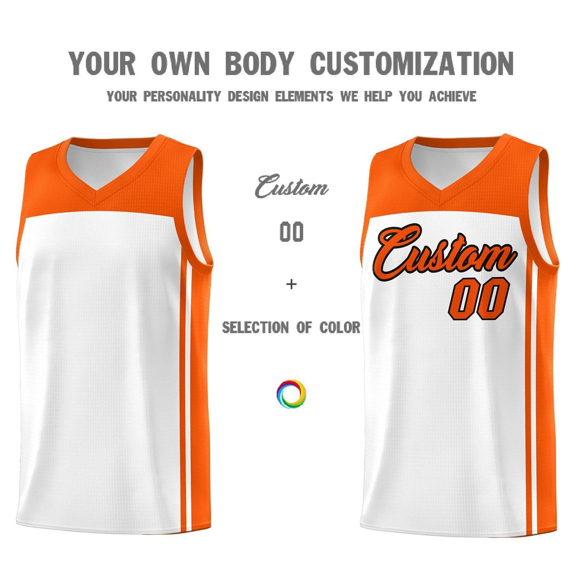 Custom White Orange Classic Sets Sports Uniform Basketball Jersey Limited