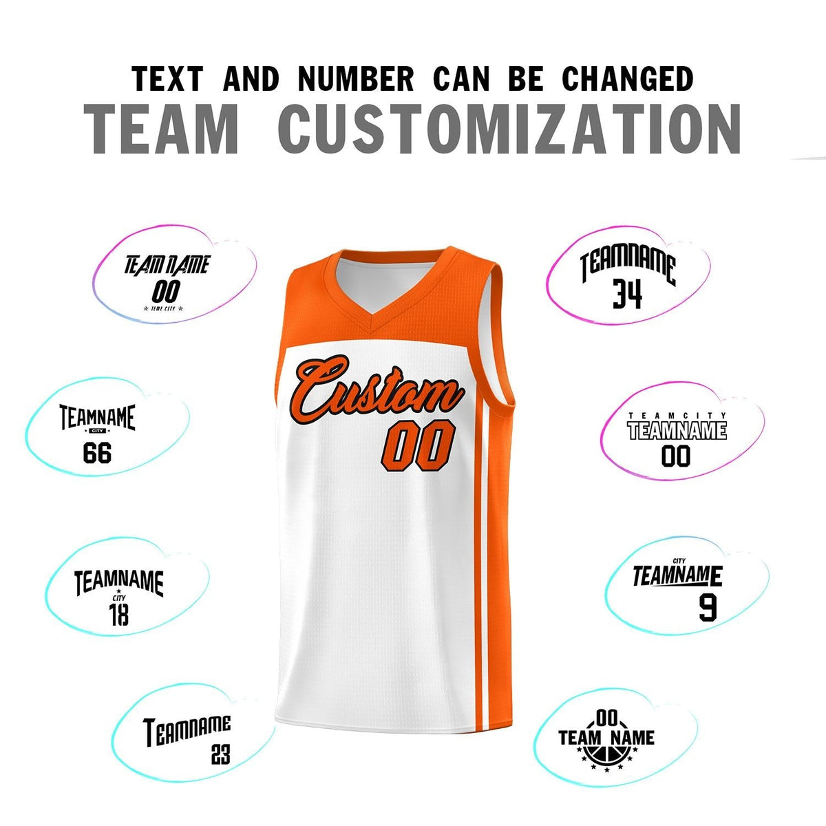 Custom White Orange Classic Sets Sports Uniform Basketball Jersey Limited