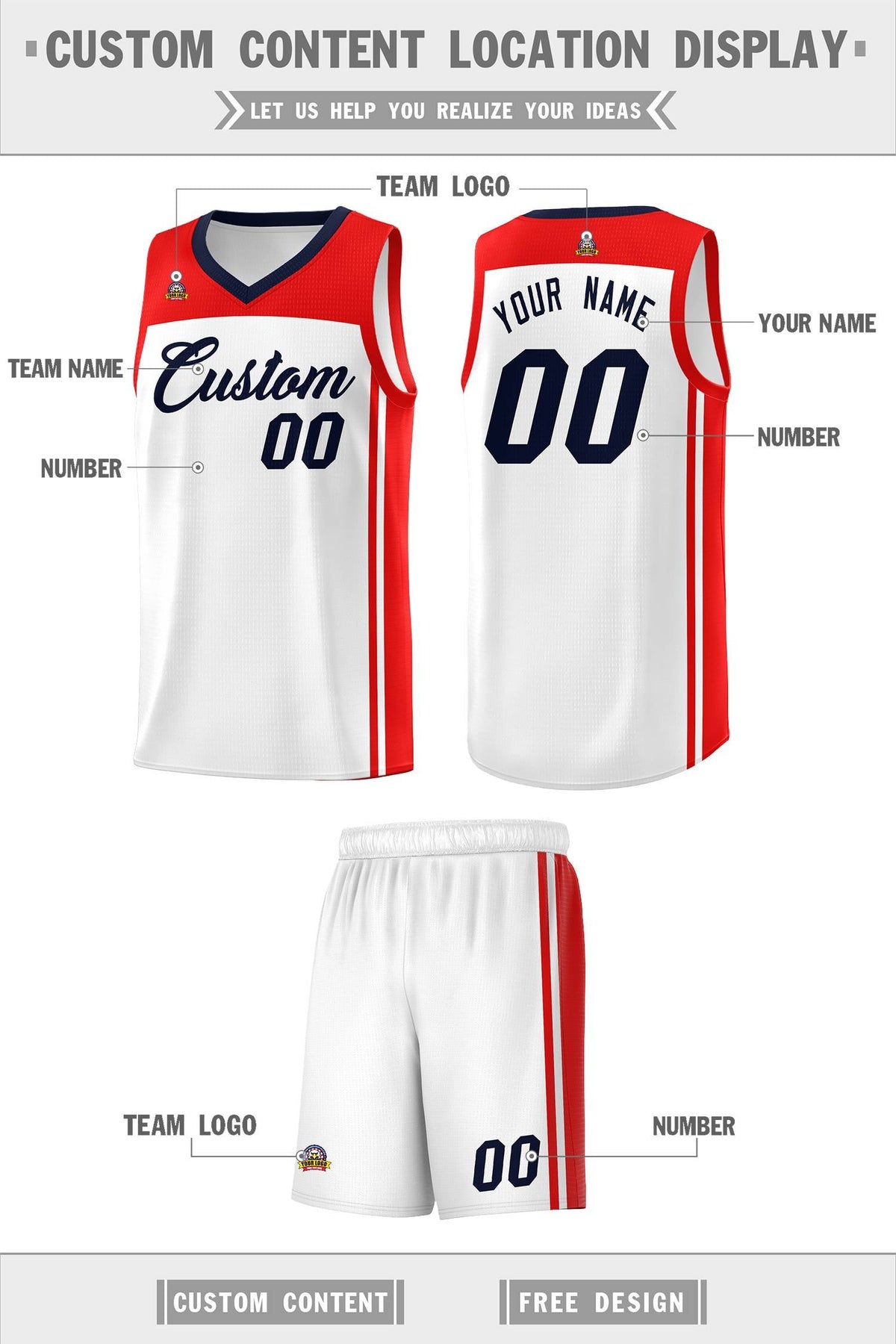 Custom White Navy Classic Sets Sports Uniform Basketball Jersey Limited