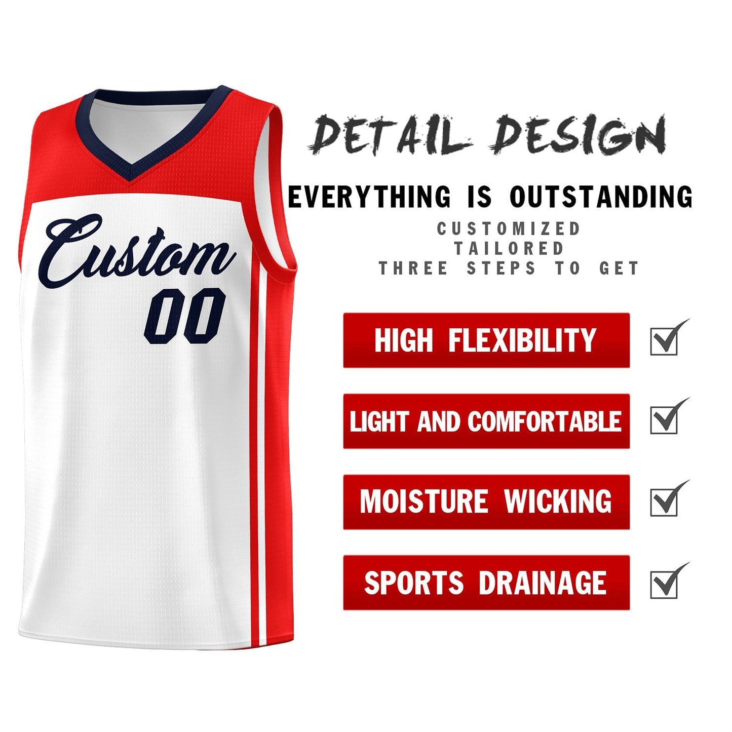 Custom White Navy Classic Sets Sports Uniform Basketball Jersey Limited