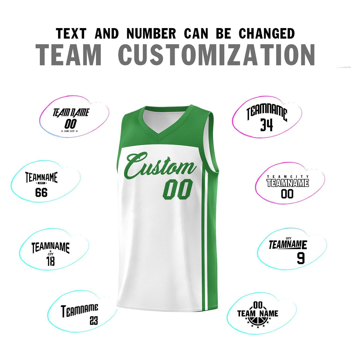 Custom White Kelly Green Classic Sets Sports Uniform Basketball Jersey Limited