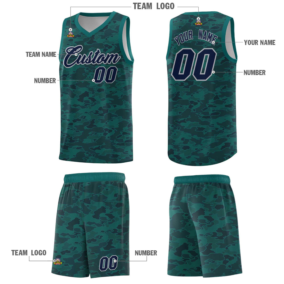 Custom Personalized Camo Sets Sports Uniform Basketball Jersey Limited