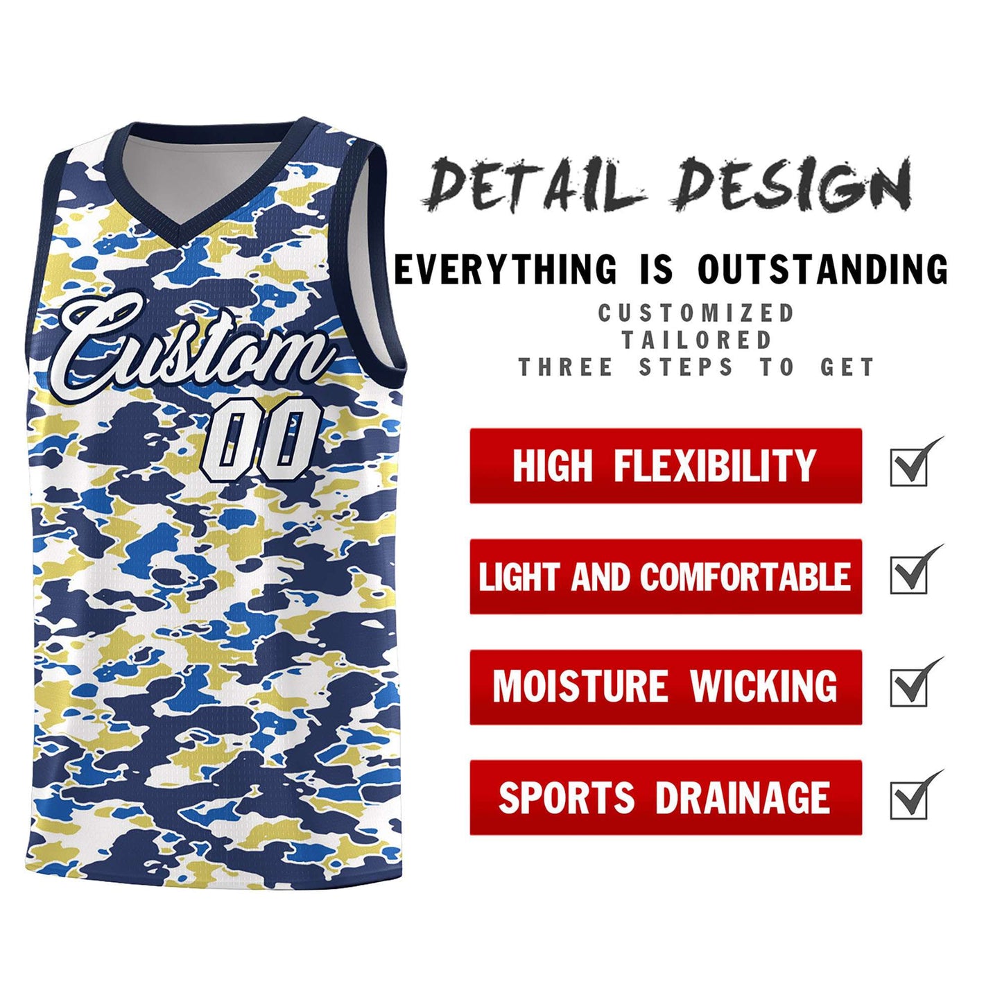 Custom Personalized Camo Sets Sports Uniform Basketball Jersey Limited