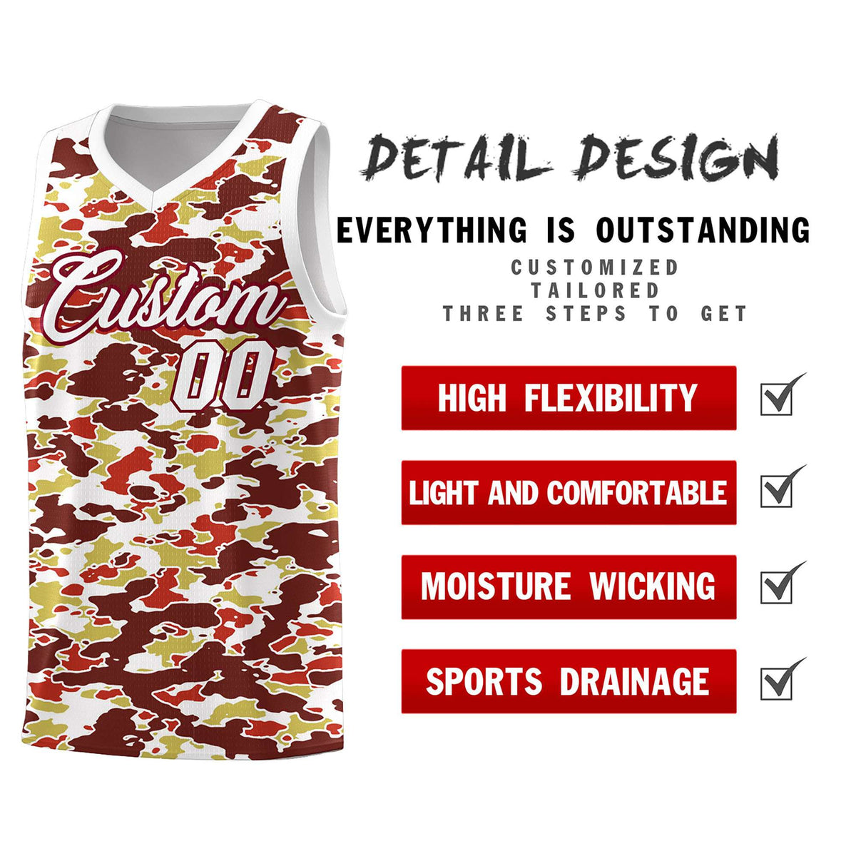 Custom Personalized Camo Sets Sports Uniform Basketball Jersey Limited