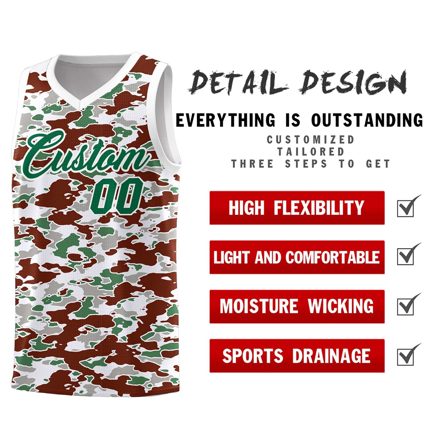 Custom Personalized Camo Sets Sports Uniform Basketball Jersey Limited
