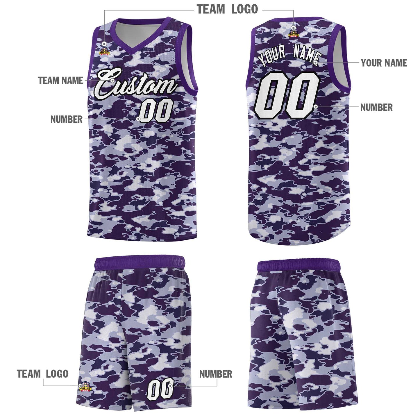 Custom Personalized Camo Sets Sports Uniform Basketball Jersey Limited