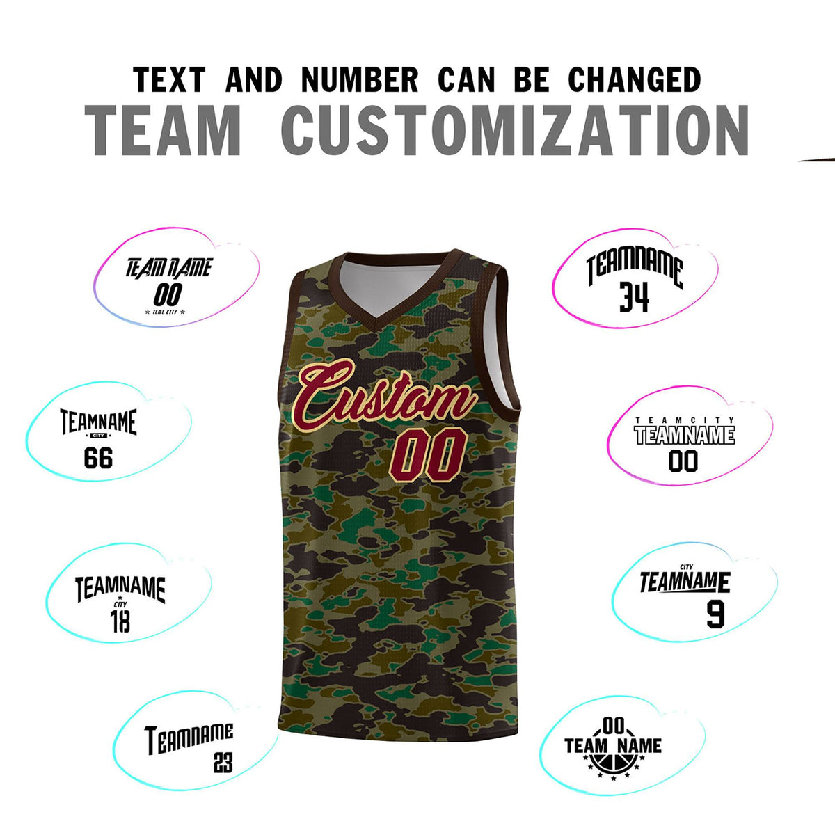 Custom Personalized Camo Sets Sports Uniform Basketball Jersey Limited