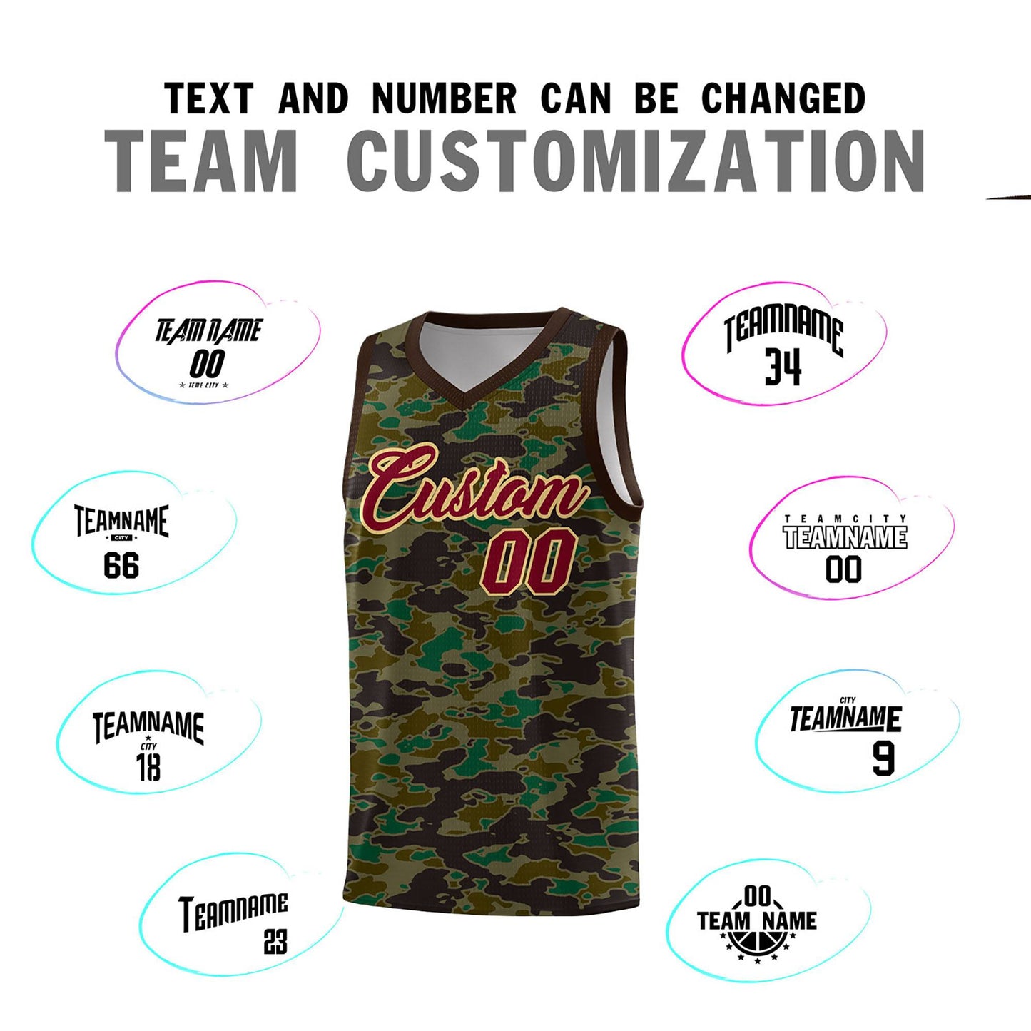 Custom Personalized Camo Sets Sports Uniform Basketball Jersey Limited