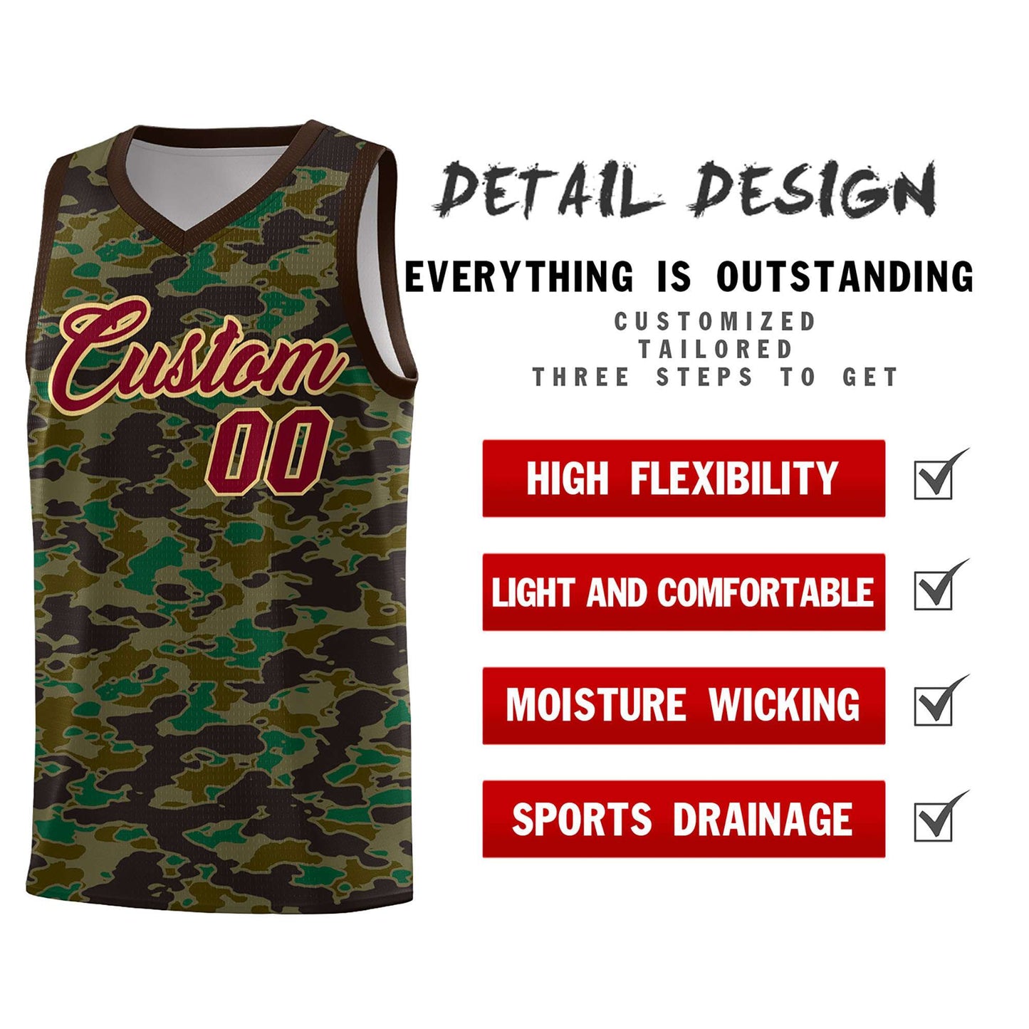 Custom Personalized Camo Sets Sports Uniform Basketball Jersey Limited