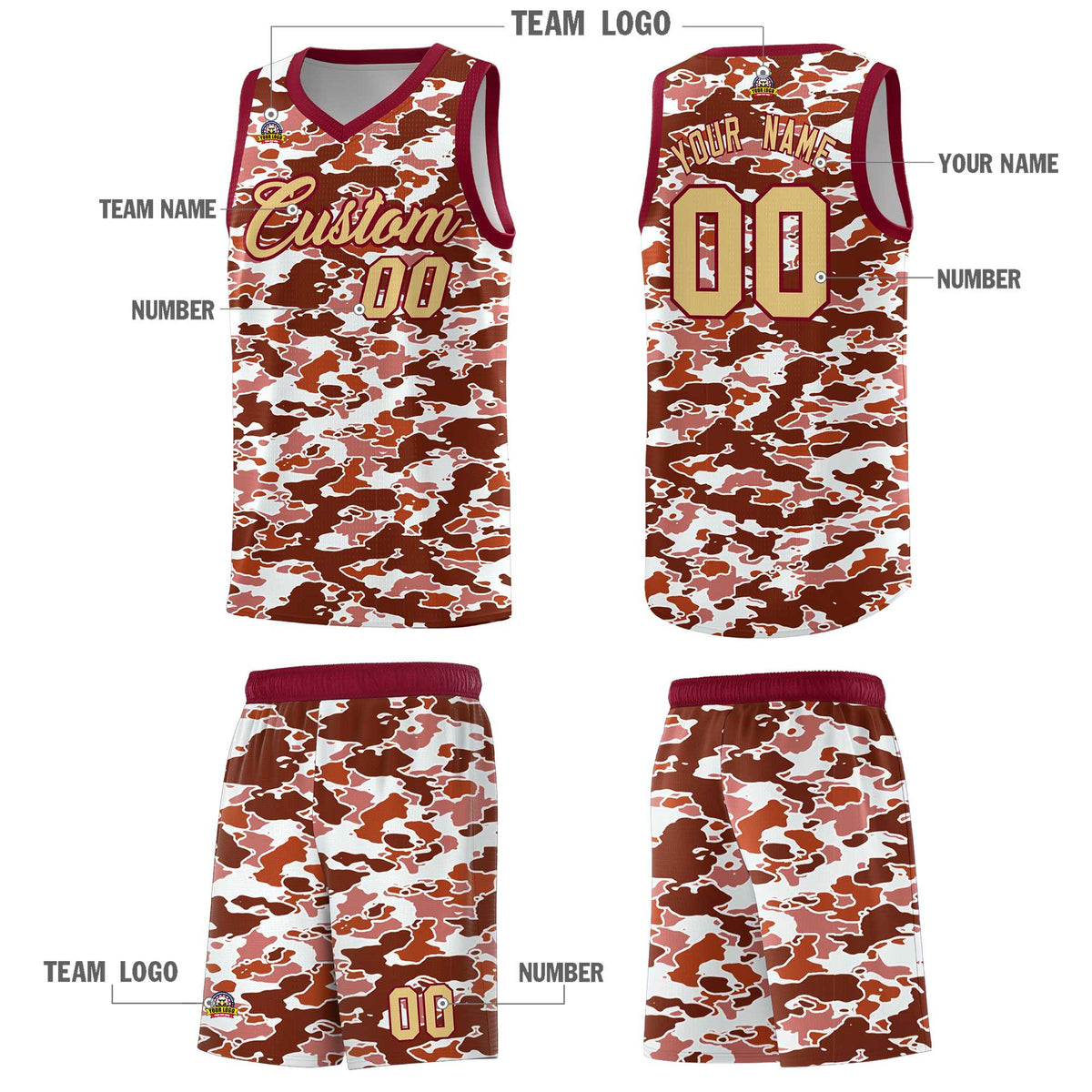 Custom Personalized Camo Sets Sports Uniform Basketball Jersey Limited