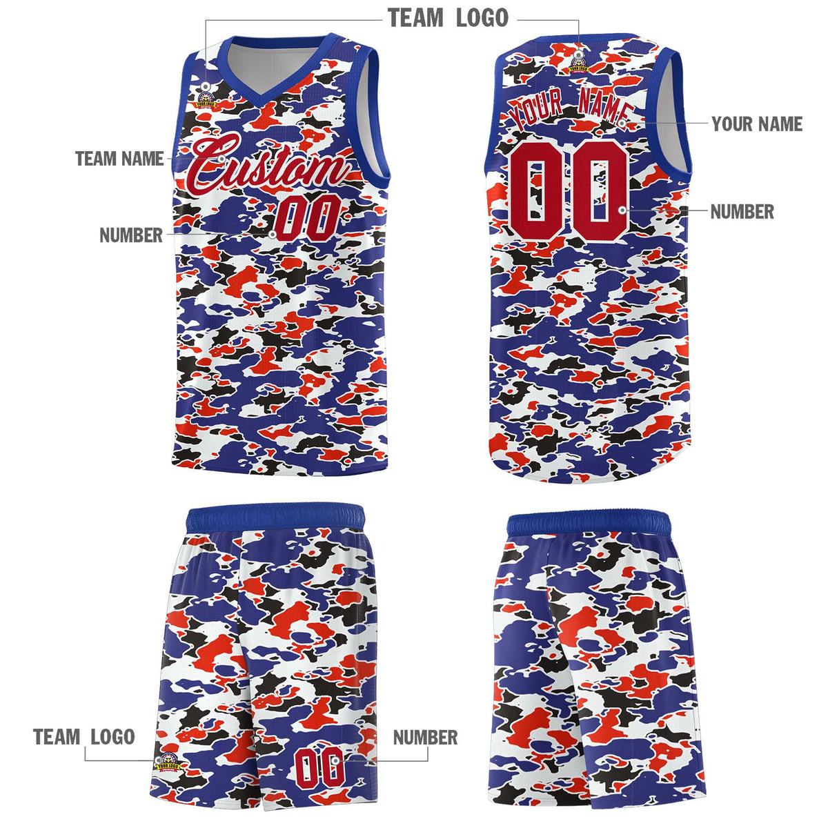 Custom Personalized Camo Sets Sports Uniform Basketball Jersey Limited