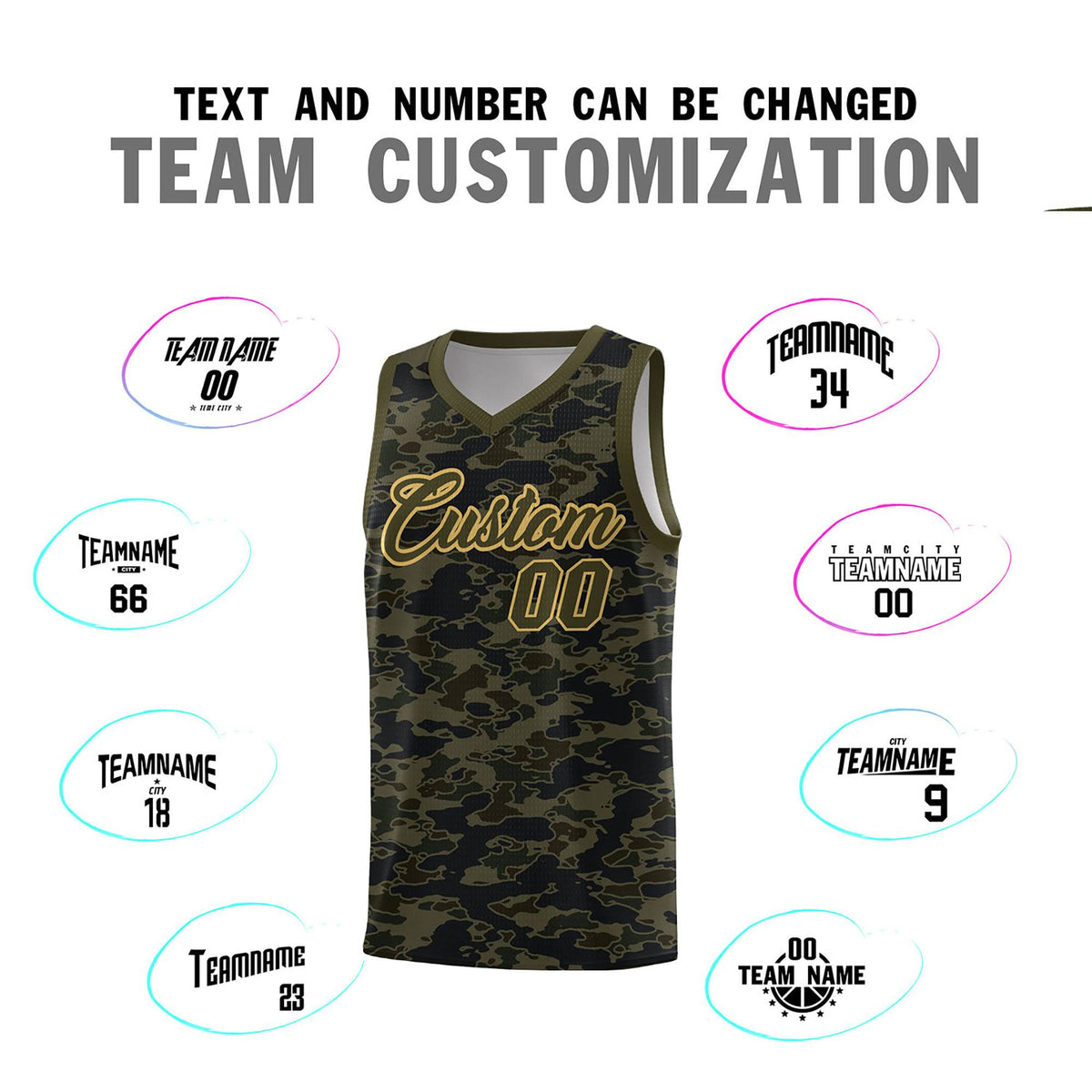 Custom Personalized Camo Sets Sports Uniform Basketball Jersey Limited