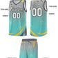 Custom Light Gray Aqua Gradient Star Graffiti Pattern Sports Uniform Basketball Jersey Limited
